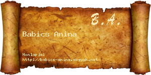 Babics Anina névjegykártya